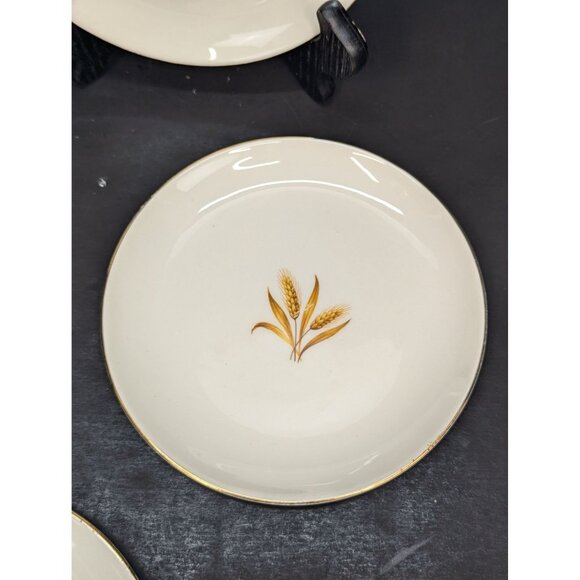 Vintage Taylor Smith Golden Wheat Made in USA 22K Gold 6 3/8" Bread Plates Lot 5 - Picture 5 of 9